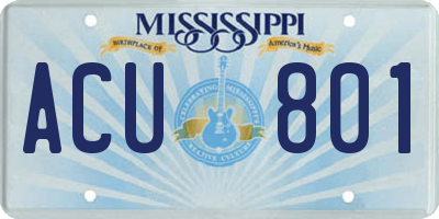 MS license plate ACU801