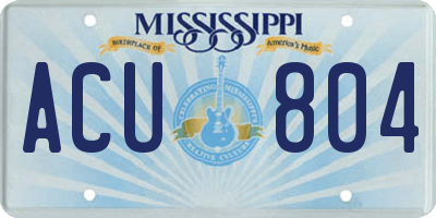MS license plate ACU804