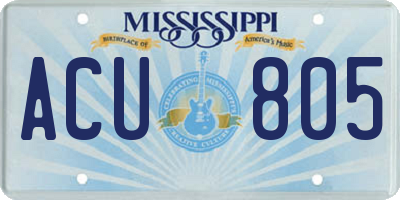 MS license plate ACU805