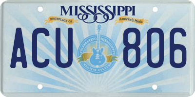 MS license plate ACU806