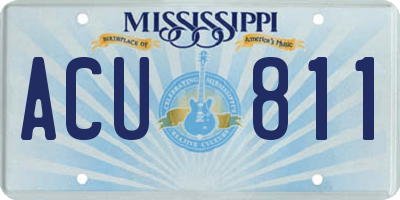 MS license plate ACU811