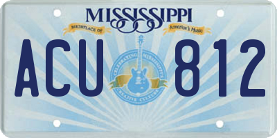 MS license plate ACU812