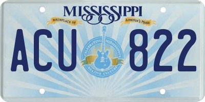 MS license plate ACU822