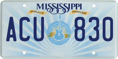 MS license plate ACU830