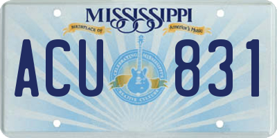 MS license plate ACU831