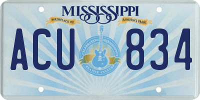 MS license plate ACU834