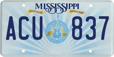 MS license plate ACU837