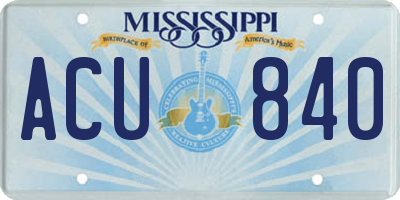 MS license plate ACU840