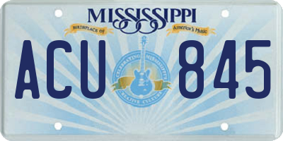 MS license plate ACU845