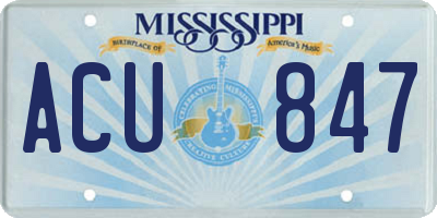 MS license plate ACU847