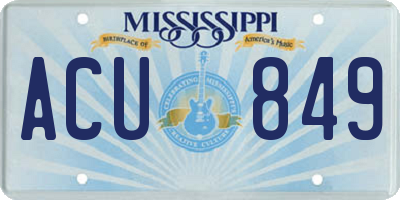 MS license plate ACU849
