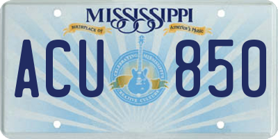 MS license plate ACU850