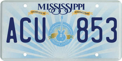 MS license plate ACU853