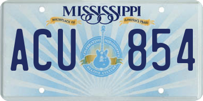 MS license plate ACU854