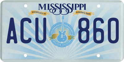 MS license plate ACU860