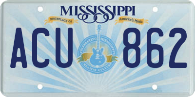 MS license plate ACU862