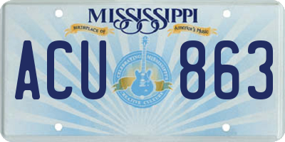 MS license plate ACU863