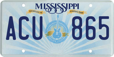 MS license plate ACU865
