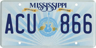 MS license plate ACU866