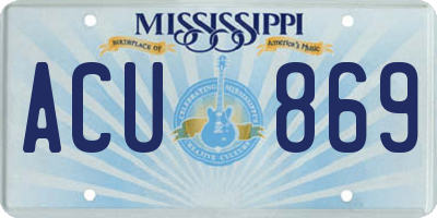 MS license plate ACU869
