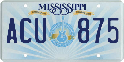 MS license plate ACU875
