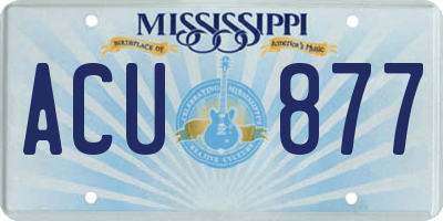 MS license plate ACU877