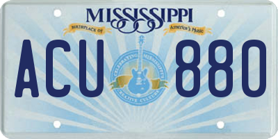 MS license plate ACU880