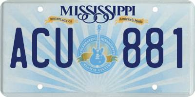 MS license plate ACU881