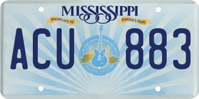 MS license plate ACU883