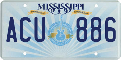 MS license plate ACU886