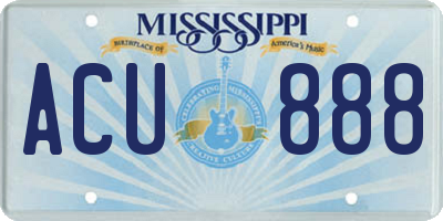 MS license plate ACU888