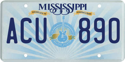 MS license plate ACU890