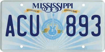 MS license plate ACU893