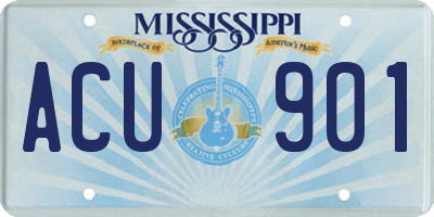 MS license plate ACU901