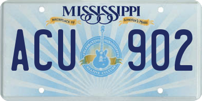 MS license plate ACU902