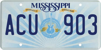 MS license plate ACU903
