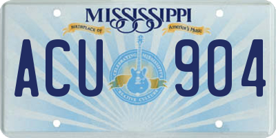 MS license plate ACU904