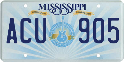 MS license plate ACU905
