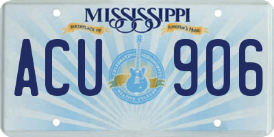 MS license plate ACU906