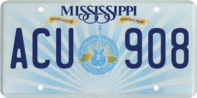 MS license plate ACU908