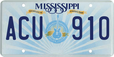 MS license plate ACU910