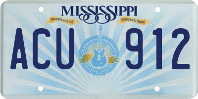 MS license plate ACU912