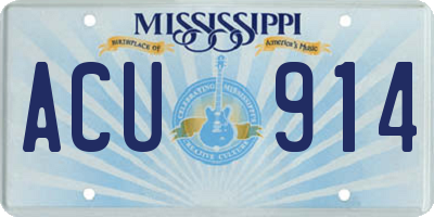 MS license plate ACU914