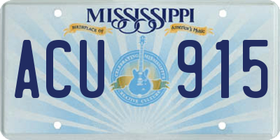 MS license plate ACU915