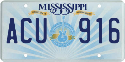 MS license plate ACU916