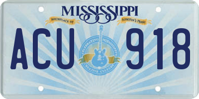 MS license plate ACU918
