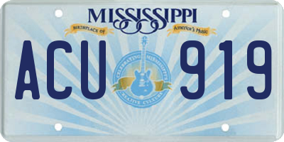 MS license plate ACU919
