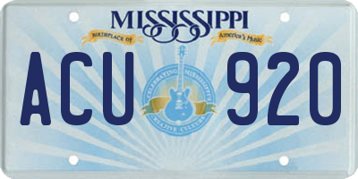 MS license plate ACU920
