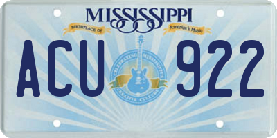 MS license plate ACU922