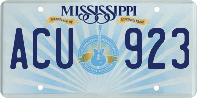 MS license plate ACU923